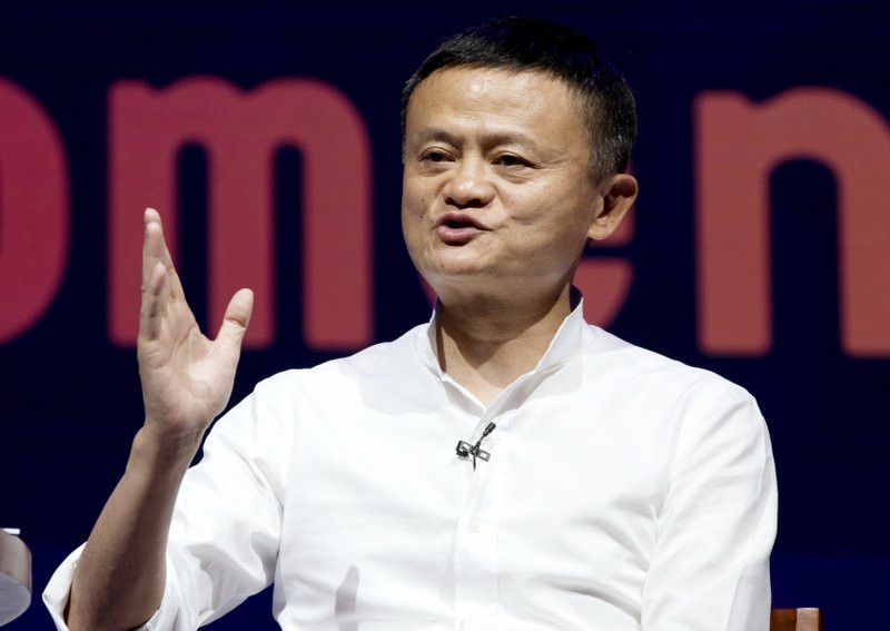 In this Oct. 12, 2018, file photo, Chairman of Alibaba Group Jack Ma speaks during a seminar in Bali, Indonesia.