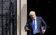 British Prime Minister Boris Johnson leaves 10 Downing Street in London, Wednesday, July 6, 2022. (AP Photo/RSS)