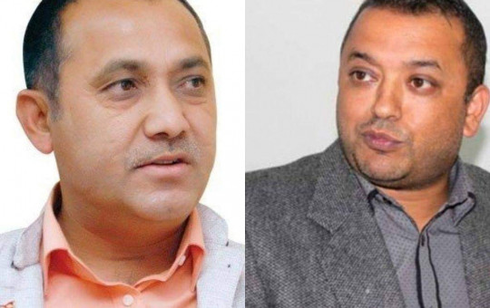 Bishwo Prakash Sharma (L) and Gagan Thapa