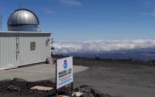 This 2019 photo provided by NOAA shows the Mauna Loa Atmospheric Baseline Observatory, high atop Hawaii's largest mountain in order to sample well-mixed background air free of local pollution.