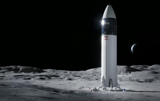 This is an illustration provided by SpaceX shows the SpaceX Starship human lander design that will carry the first NASA astronauts to the surface of the Moon under the Artemis program.