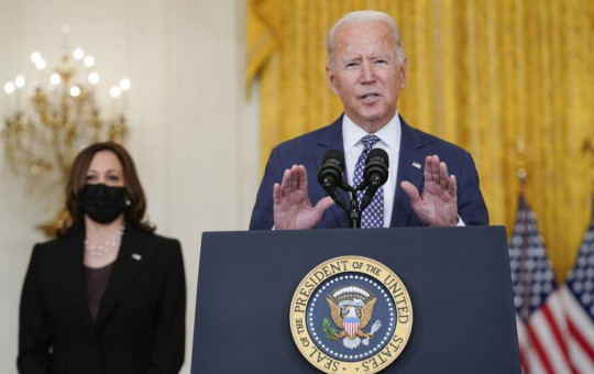 US President Joe Biden speaks about the evacuation of American citizens, their families, SIV applicants and vulnerable Afghans in the East Room of the White House, Friday, Aug. 20, 2021, in Washington.