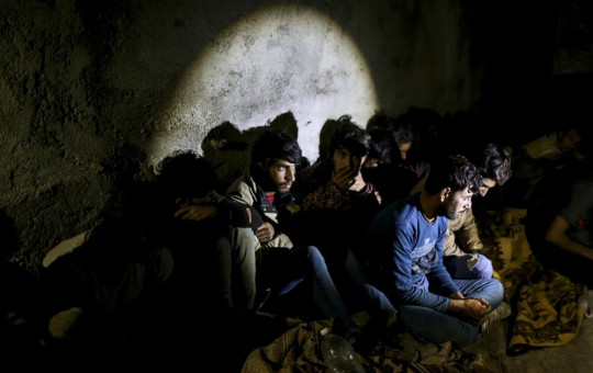 Turkish security forces apprehend a group of migrants in an operation aimed at stemming the recent influx of migration, mainly coming from Afghanistan and stopping human trafficking operations in the area at the border province of Van, Turkey.