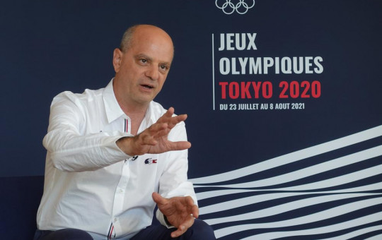 Jean-Michel Blanquer, French minister of National Education, Youth and Sport, talks during an interview in Tokyo, Japan, July 25, 2021.