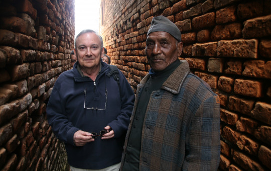 Gérard Toffin with late Ananta Madhikarmi on course of studying Panauti a few years back.