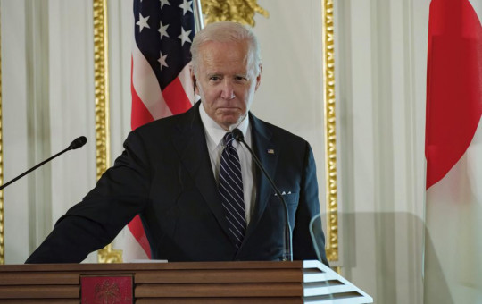 U.S. President Joe Biden attends a press conference with Japan's Prime Minister Fumio Kishida at Akasaka Palace state guest house in Tokyo Monday, May 23, 2022.