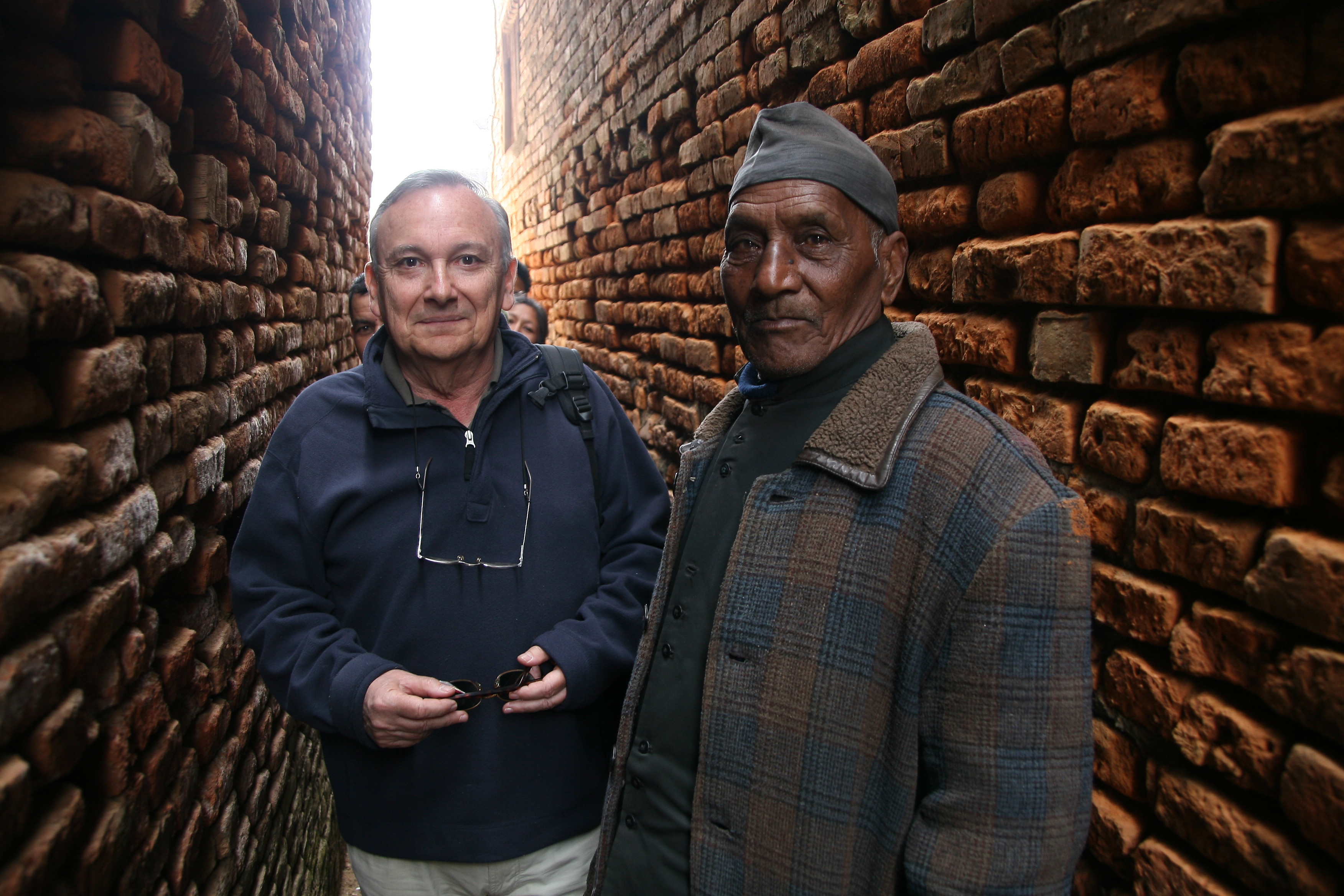 Gérard Toffin with late Ananta Madhikarmi on course of studying Panauti a few years back.