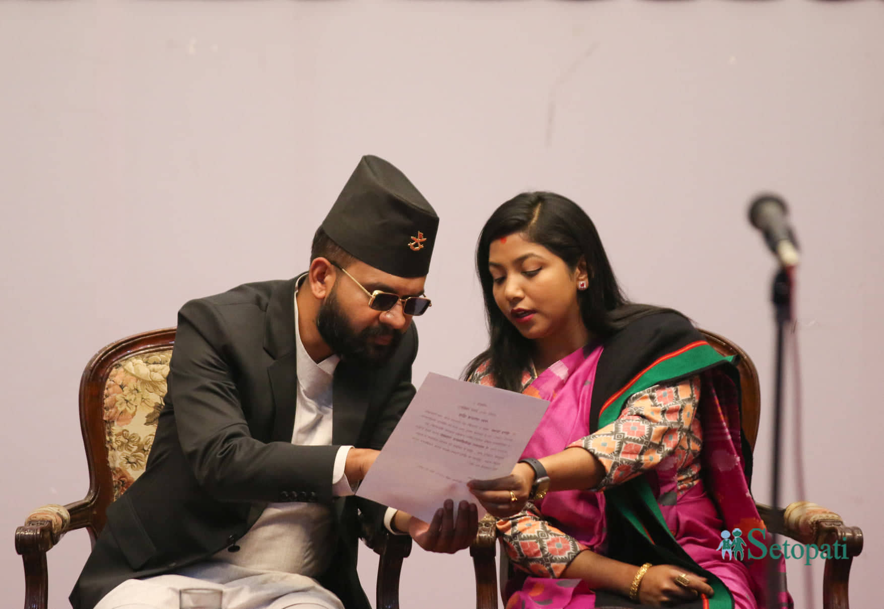 FILE - Kathmandu Mayor Balen Shah (left) and Deputy Mayor Sunita Dangol