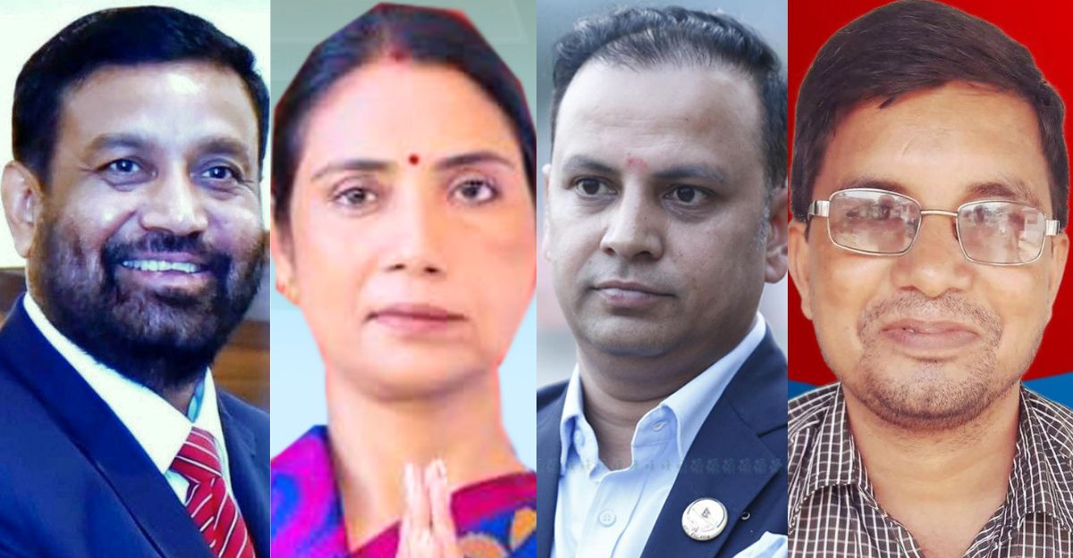 (From L) Nidhi, Mahato, Jha and Mandal