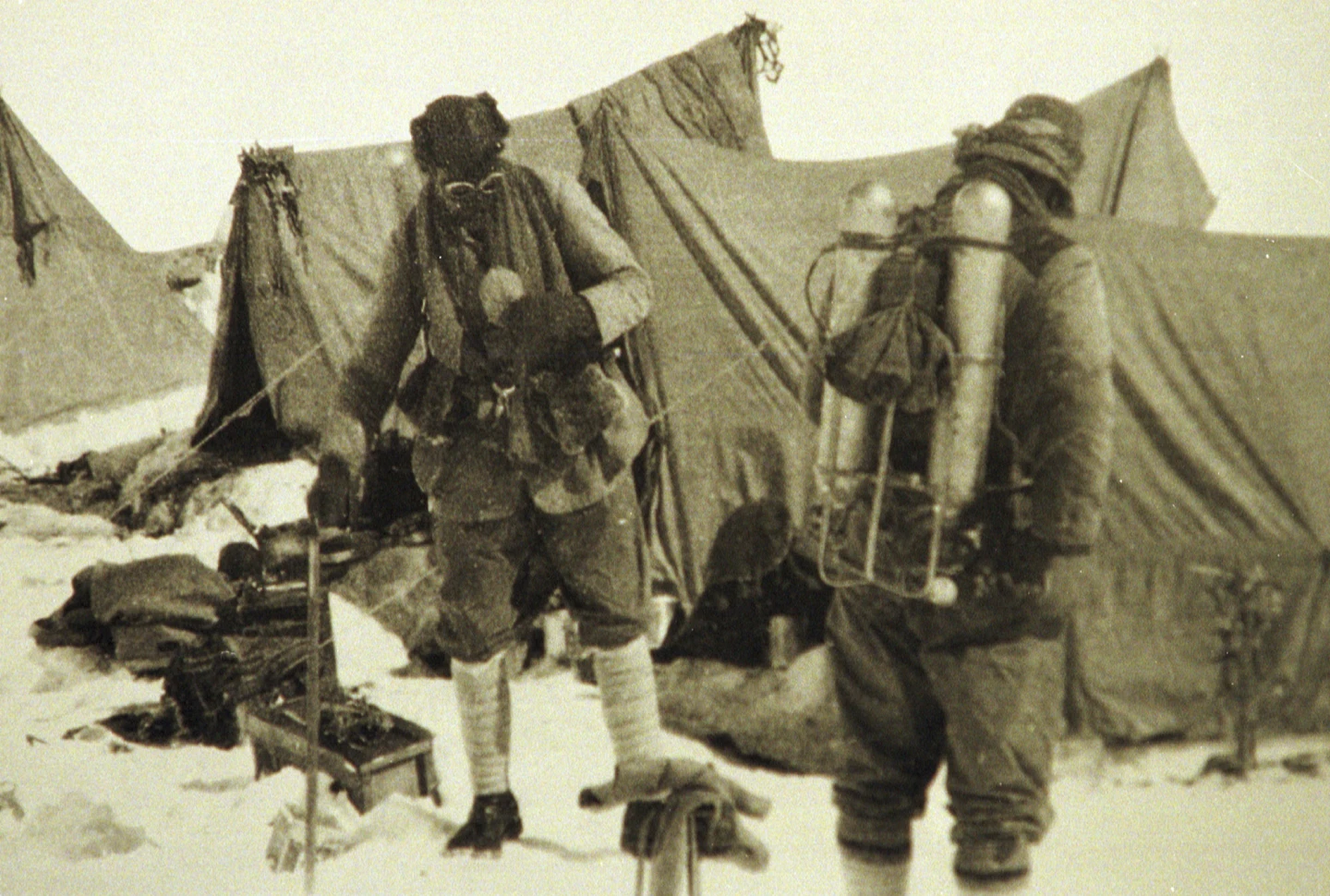 The last image of British mountaineers Mallory and Andrew Irvine in 1924 before they went missing in June 1924. AP/RSS Photo