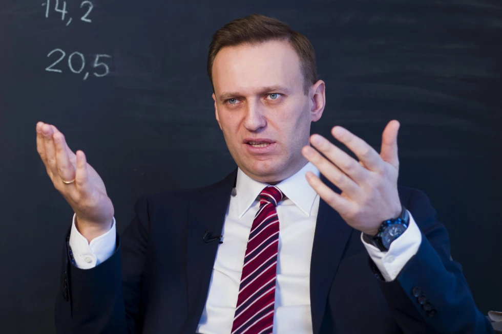 Russian opposition politician Alexei Navalny gestures while speaking during his interview to the Associated Press in Moscow, Russia on Dec. 18, 2017.  AP/RSS Photo