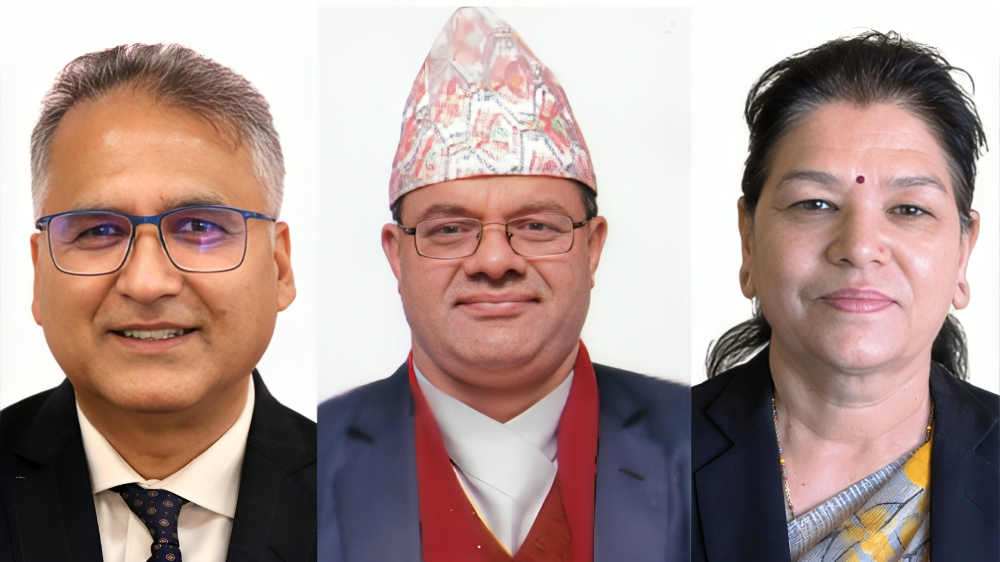 (From left) Meghraj Pokharel, Shreekanta Paudel, and Shanti Singh Thapa.