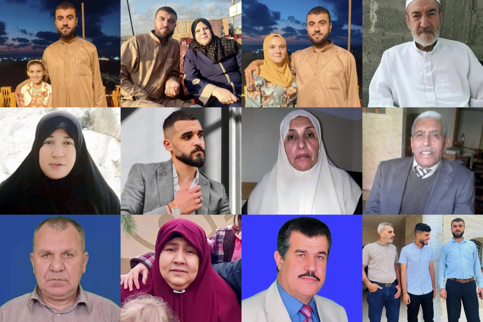 This combination of photos provided by Youssef Salem shows relatives he has lost from Israeli strikes during the Gaza war which started Oct. 7, 2023. Top row from left, Mohamed Salem with his daughter, Amal; his wife, Fidaa; his daughter Sara, and Ibrahim Salem. Second row from left, the daughter of Um Ahmed Salem, Mohamed Hani Salem, Um Hani Salem and Ismail Salem. Third row from left, Adel Salem, Um Ahmed Salem, Ismail Salem, Munir, Nour and Mohamed Salem.  AP/RSS Photo