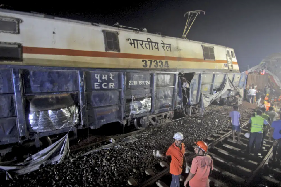 Rescuers work at the site of passenger trains accident, in Balasore district, in the eastern Indian state of Orissa, Saturday, June 3, 2023.  AP/RSS Photo