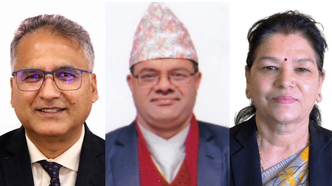 (From left) Meghraj Pokharel, Shreekanta Paudel, and Shanti Singh Thapa.