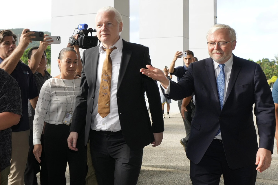 WikiLeaks founder Julian Assange arives at the United States courthouse where he is expected enter a plea deal, in Saipan, Mariana Islands, Wednesday, June 26 2024. AP/RSS Photo