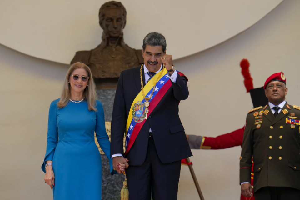 Venezuelan President Nicolas Maduro with his wife Cilia Flores after Maduro’s swearing-in ceremony for a third term at the National Assembly in Caracas, Venezuela, Friday, Jan. 10, 2025. AP/RSS Photo