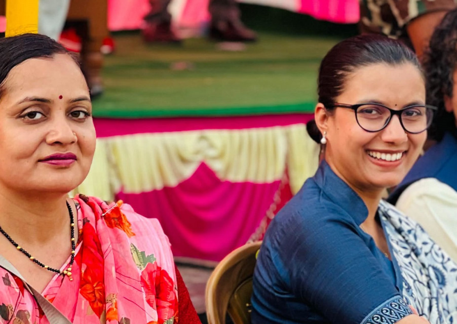 Health Minister Nisha Mehta (left) and Law Minister Sobita Gautam