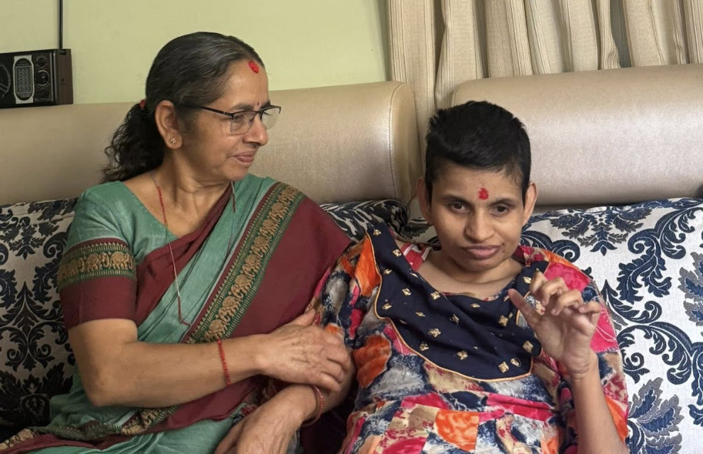 Pradeep Gyawali's wife Saraswati (left) and daughter