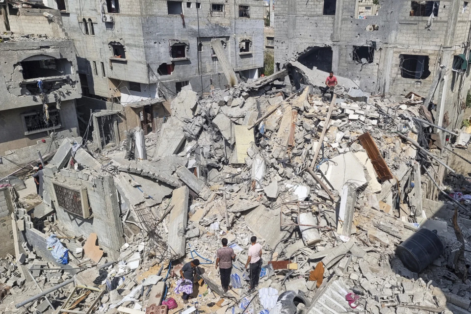 Destruction after an Israeli airstrike at Rafah on April 29. AP/RSS Photo