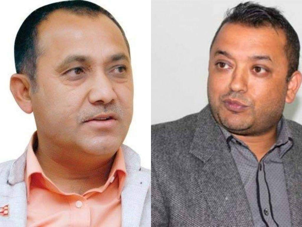 Bishwo Prakash Sharma (L) and Gagan Thapa