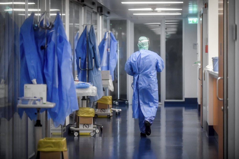 A view of the corridor outside the intensive care unit of the hospital of Brescia, Italy, Thursday, March 19, 2020. Italy has become the country with the most coronavirus-related deaths, surp