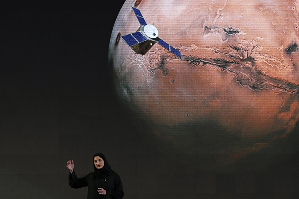 In this Wednesday, May 6, 2015 file photo, Sarah Amiri, deputy project manager of the UAE Mars mission, talks about the project named "Hope," or "al-Amal" in Arabic, which is scheduled for la