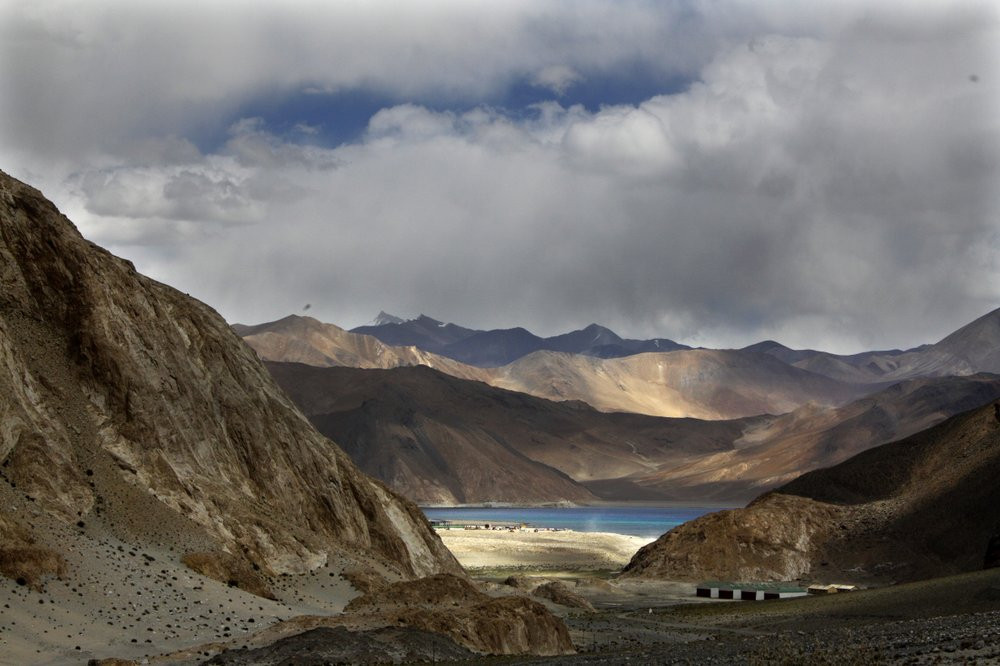 In this Sept. 14, 2017, file photo, Pangong Tso lake is seen near the India China border in India's Ladakh area.