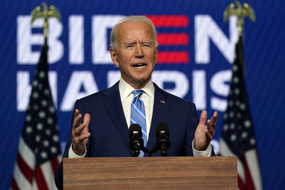 Democratic presidential candidate former Vice President Joe Biden speaks Wednesday, Nov. 4, 2020, in Wilmington, Delaware.