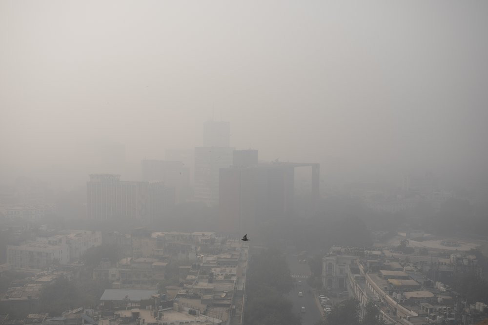Smog envelopes the skyline in New Delhi, India, Wednesday, Nov. 4, 2020.