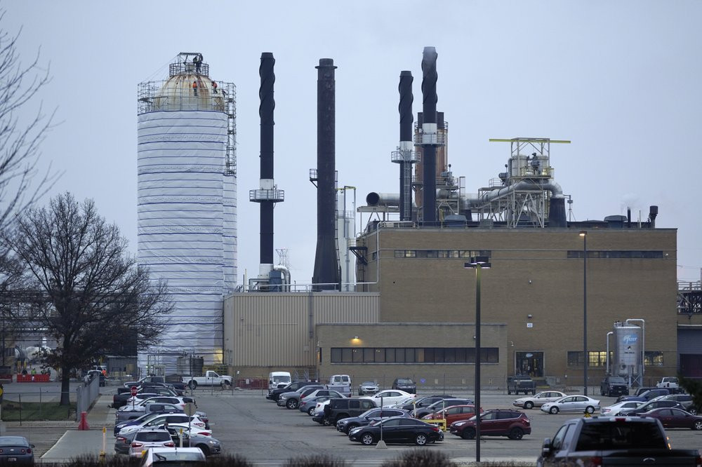 The Pfizer Global Supply Kalamazoo manufacturing plant is shown in Portage, Mich., Friday, Dec. 11, 2020.