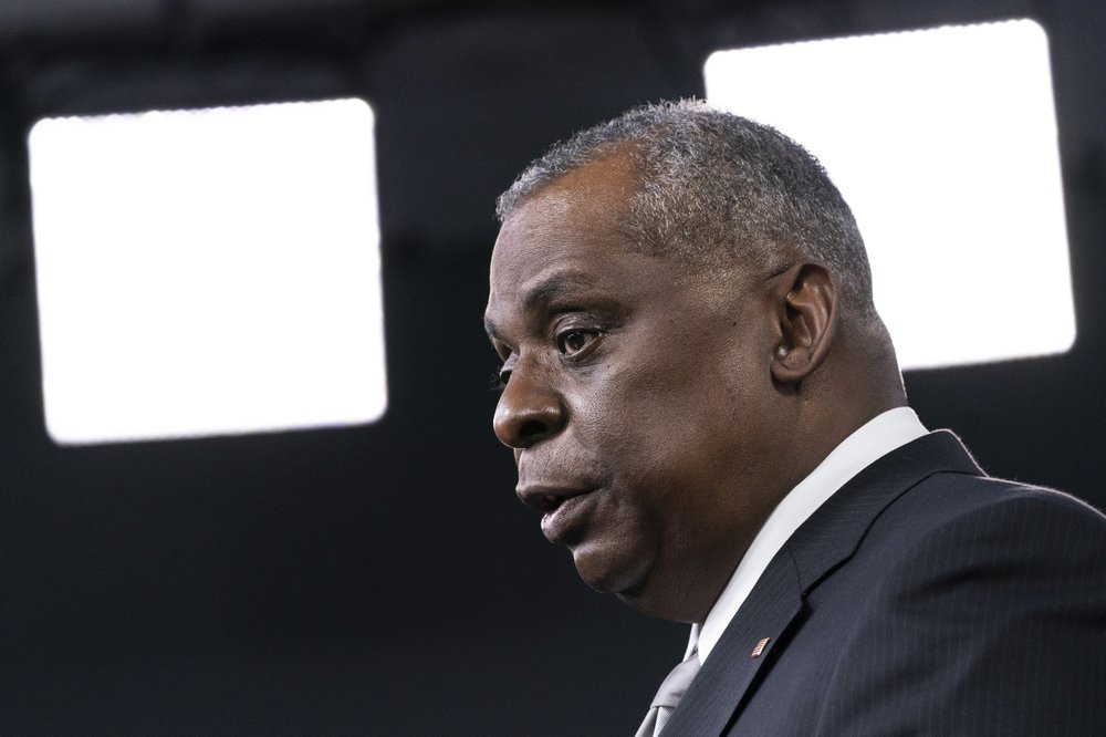 In this Friday, Feb. 19, 2021, file photo, Secretary of Defense Lloyd Austin speaks during a media briefing at the Pentagon, in Washington.