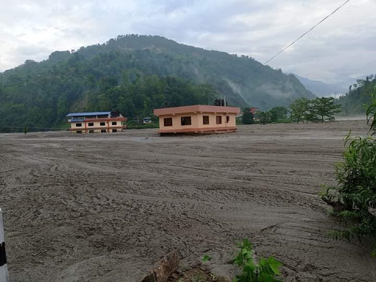 Indrawati river flowing through human settlement in Melamchi Bazar. Photo Courtesy/Social media