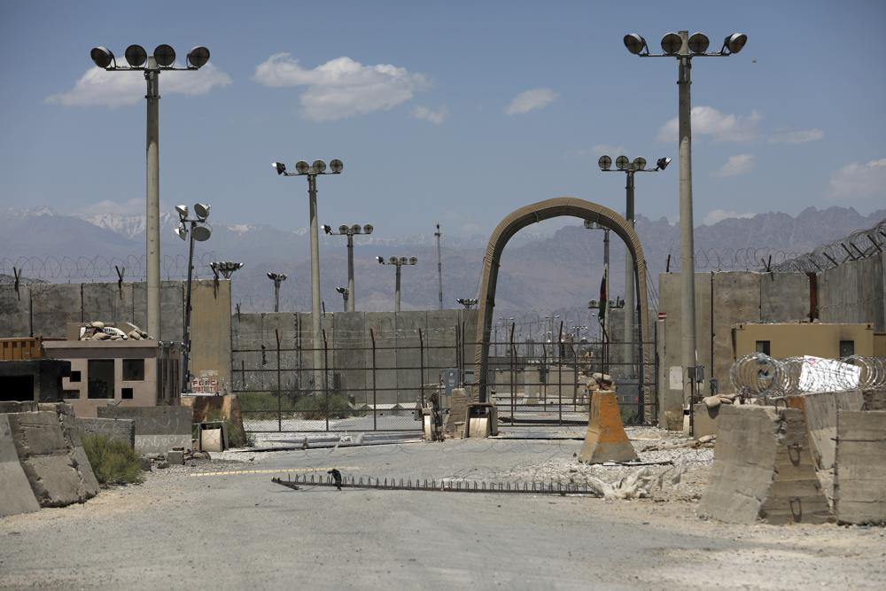 A gate is seen at the Bagram Air Base in Afghanistan, Friday, June 25, 2021.
