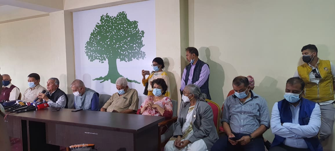 NC leaders in the press conference organized by Paudel faction.