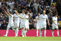 Leeds United's Rodrigo, left, celebrates scoring their side's second goal of the game during the English Premier League soccer match between Leeds United and Chelsea at Elland Road, Leeds, England, Sunday, Aug. 21, 2022. AP/RSS Photo