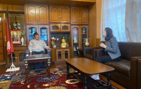 Chinese envoy meets Dahal at Khumaltar
