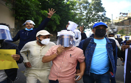 NSU protests in front of Chinese Embassy accusing border encroachment, six arrested