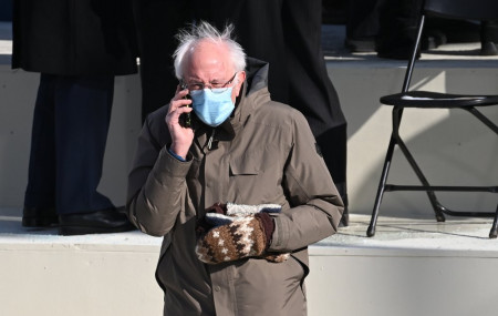 Vermont Senator Bernie Sanders arrives for the 59th Presidential Inauguration at the U.S. Capitol for President-elect Joe Biden in Washington, Wednesday, Jan. 20, 2021.