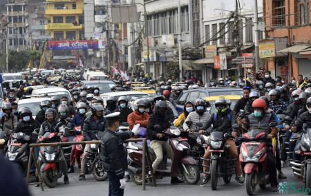 Protest program of Dahal-Nepal faction hits traffic management inside Valley