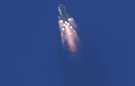 A Long March-2F Y12 rocket carrying a crew of Chinese astronauts in a Shenzhou-12 spaceship lifts off at the Jiuquan Satellite Launch Center in Jiuquan in northwestern China, Thursday, June 1