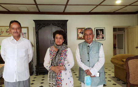 Sujata Koirala holds lunch meeting with Paudel and Sitaula