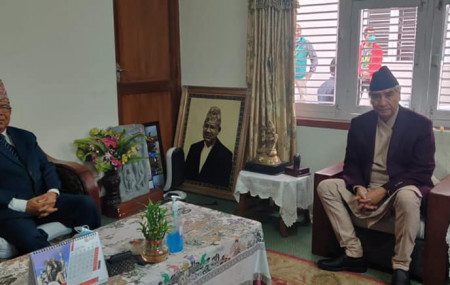 PM Deuba at Koteshwore to meet Nepal