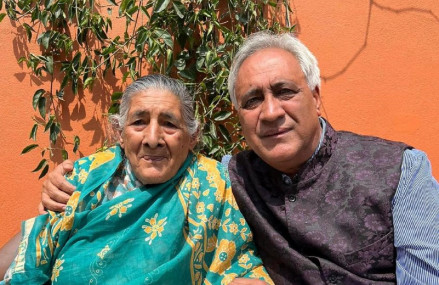 File photo of lawmaker Bhandari and his mother.