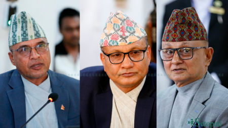 (From left) Guru Prasad Wagle, Man Bahadur Karki, and Rajib Subba