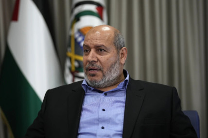 Khalil al-Hayya, a high-ranking Hamas official who has represented the Palestinian militant group in negotiations for a cease-fire and hostage exchange deal, speaks during an interview with The Associated Press, in Istanbul, Turkey, Wednesday, April 24, 2024.  AP/RSS Photo