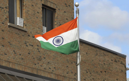 The Indian flag is seen flying at the High Commission of India in Ottawa, Wednesday, Sept 20, 2023. (AP/RSS Photo)