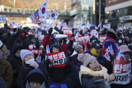 Supporters of  impeached South Korean President Yoon Suk Yeol protest against arrest warrant. AP/RSS Photo