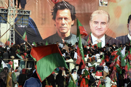 Supporters of Pakistan’s imprisoned former Prime Minister Imran Khan’s party participate in a rally demanding his release from prison where he has been held for more than a year after being sentenced in multiple cases, on the outskirts of the capital, Islamabad, Pakistan, Sunday, Sept. 8, 2024. (AP Photo)