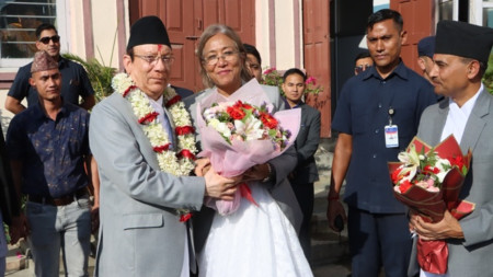 Chief Justice Prakash Man Singh Raut (left) and Justice Sapana Pradhan Malla